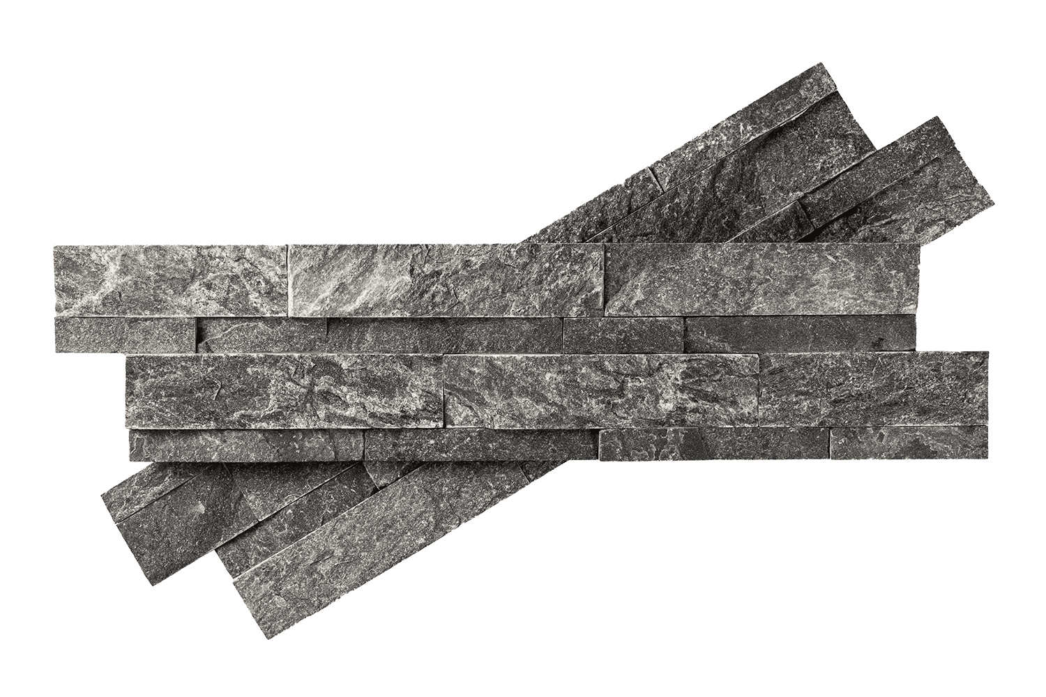 3D мозаика из камня Кварцит Monsoon Black Rockface